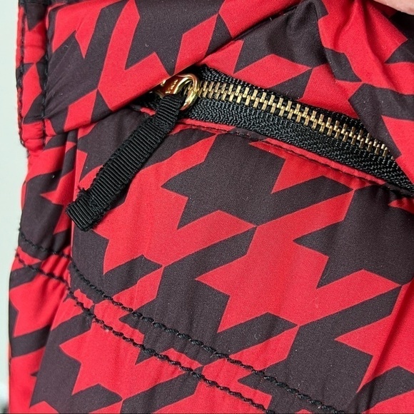 Liz Claiborne Puffer Vest Red & Black Herringbone zip front Size M - Picture 6 of 8